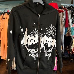 Black Hoodie with Spider Web Design